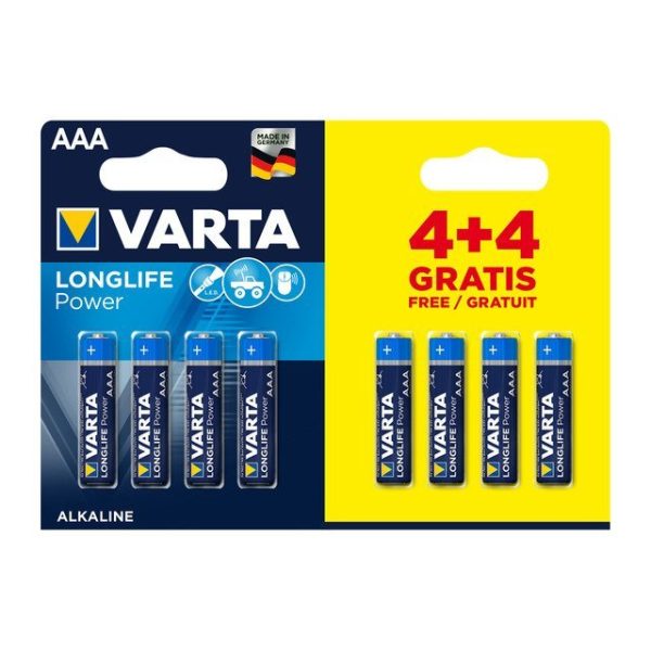 Blister 4 piles alcalines 1,5V LR6 Longlife Power Varta (4906121414
